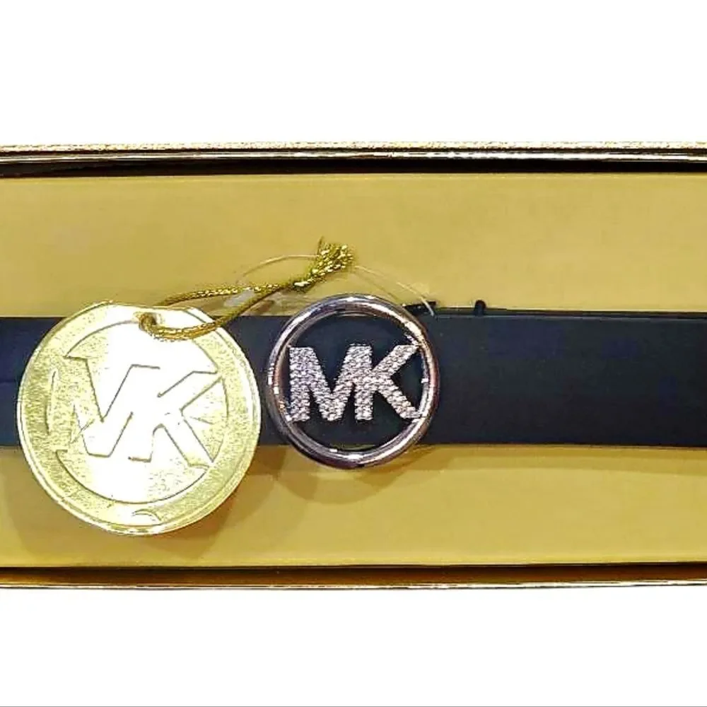 Michael‎ Kors Rhinestone Logo Skinny Belt